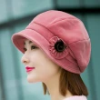 【I.Dear】速達-時尚保暖護耳花朵羊毛呢小臉貝雷帽(4色)