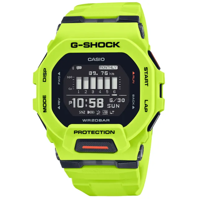 CASIO 卡西歐】G-SHOCK 耀眼風潮衝擊運動樹脂腕錶/螢光綠(GBD-200-9