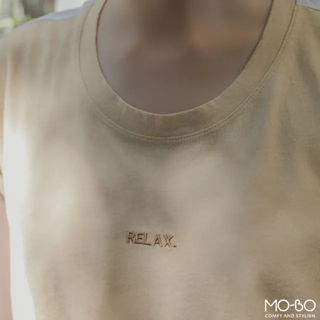 【MO-BO】MIT有機棉拼接刺繡上衣(上衣)
