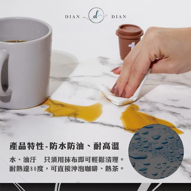 【Dian Dian 墊墊】大理石紋皮革防水防滑餐墊2入組(餐桌墊/隔熱墊/西餐墊/皮革餐墊/兒童餐墊/桌巾/北歐風)