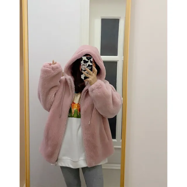 【巴黎精品】現貨+預購 羊毛大衣皮草外套(保暖中長款連帽寬松絨女外套5色v1ap43 5k)