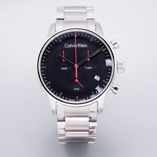 【Calvin Klein 凱文克萊】Calvin Klein 走在時尚尖端三眼計時優質腕錶-黑面-K2G27141