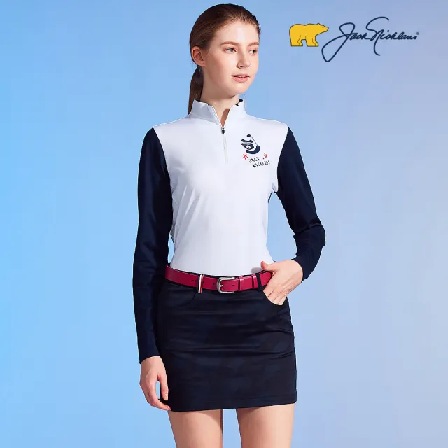 【Jack Nicklaus 金熊】GOLF女款裙襬小開叉短裙(深藍色)