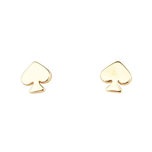 【KATE SPADE】KATE SPADE  Everyday Spade黑桃LOGO金屬穿式耳環(金)