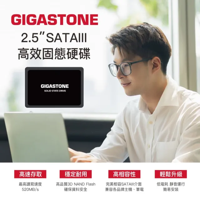 【GIGASTONE 立達】500GB SATA III 2.5吋高效固態硬碟(最高讀取速度520MB/s / 寫入速度480MB/s)