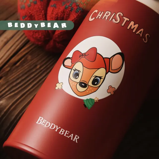 【BEDDY BEAR 杯具熊】聖誕幸運鹿彈跳保溫杯 彈蓋 316不鏽鋼保溫杯 直飲杯 380ml(保溫瓶)