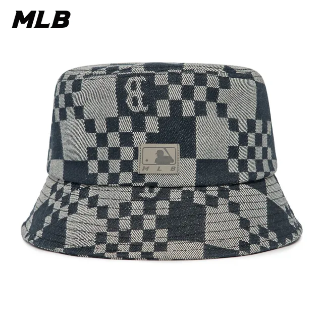 【MLB】牛仔丹寧漁夫帽 Checkerboard系列 波士頓紅襪隊(3AHTCC12N-43BKS)