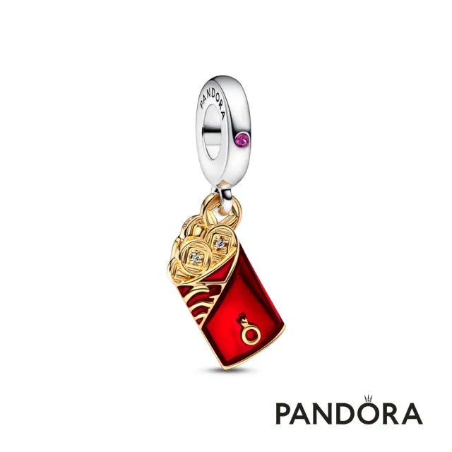 【Pandora 官方直營】雙色金屬好運紅包吊飾