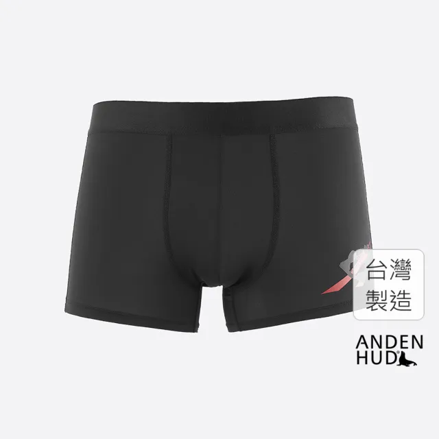 【Anden Hud】男款_吸濕排汗機能系列．短版腰帶平口內褲(黑-紅賽車)