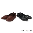 【TINO BELLINI 貝里尼】巴西進口牛皮縫衍菱格舒足平底鞋FWBT032(咖啡)