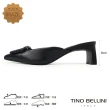 【TINO BELLINI 貝里尼】巴西進口牛皮尖頭方釦穆勒跟鞋FY2T001(黑)
