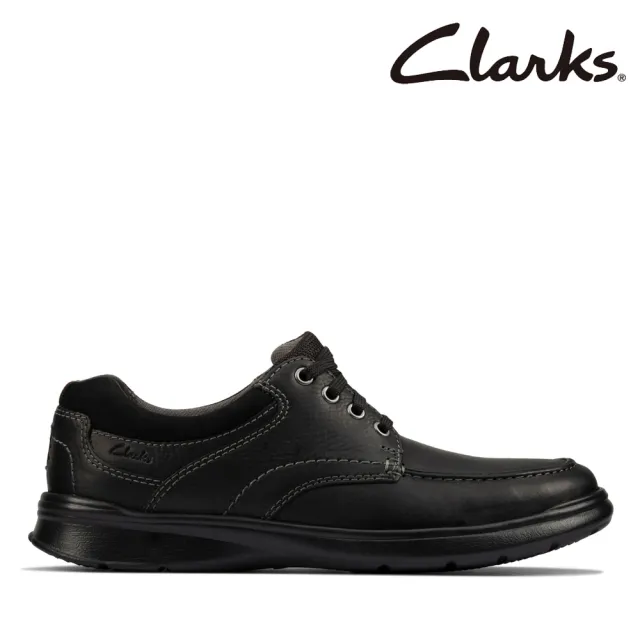 【Clarks】男款Cotrell Edge光面皮革寬楦綁帶輕量休閒鞋(CLM20211C)