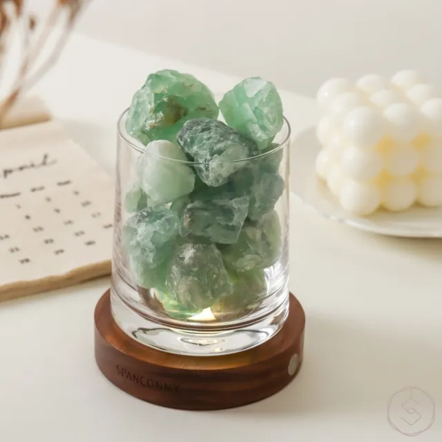 【SPANCONNY 飾品控】靈感寶庫 l 綠螢石 / 黑胡桃木燈座 l 水晶氣氛燈(桌燈/小夜燈/水晶燈)