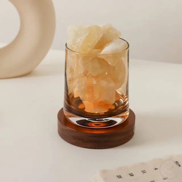 【SPANCONNY 飾品控】聚財自信 l 黃水晶 / 黑胡桃木燈座 l 水晶氣氛燈(桌燈/小夜燈/水晶燈)