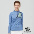 【KING GOLF】速達-女款字母印圖立領拉鍊薄款長袖POLO衫(藍色)