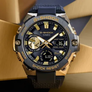【CASIO 卡西歐】G-STEEL系列 黑金 藍芽連線 X 太陽能電力 多功能腕錶 新年禮物(GST-B400GB-1A9)