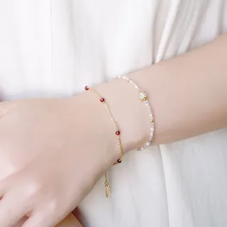 【Ficelle】吸引愛情 草莓晶 K金 繡球花崇拜手鍊(輕珠寶 天然石 磁場 開運 設計款 手工製作)