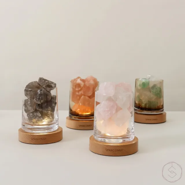 【SPANCONNY 飾品控】多款水晶自由選 l 櫸木燈座 l 水晶氣氛燈(桌燈/小夜燈/水晶燈)
