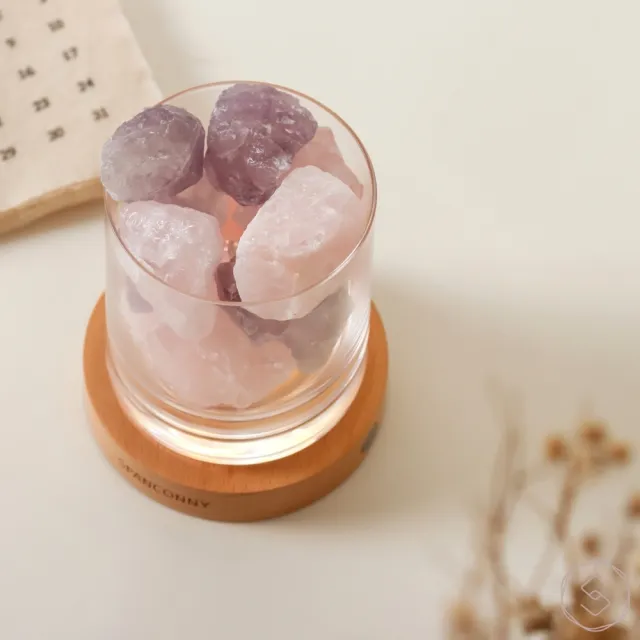 【SPANCONNY 飾品控】秘境探索 l 粉水晶x紫水晶x櫸木燈座 l 水晶氣氛燈(桌燈/小夜燈/水晶燈)