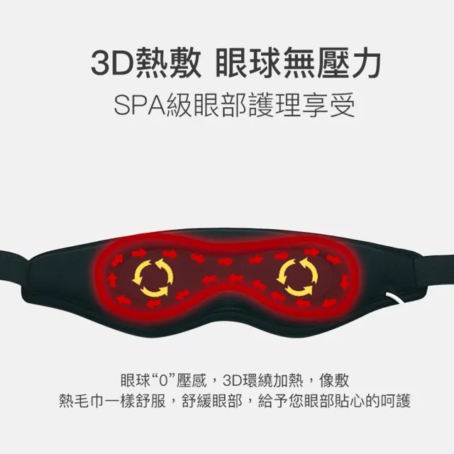 【ROSETO】3D按摩熱敷眼罩 柔性震動環繞加熱(眼部按摩器 USB溫控蒸氣眼罩 舒壓助眠按摩眼罩 母親節禮物)