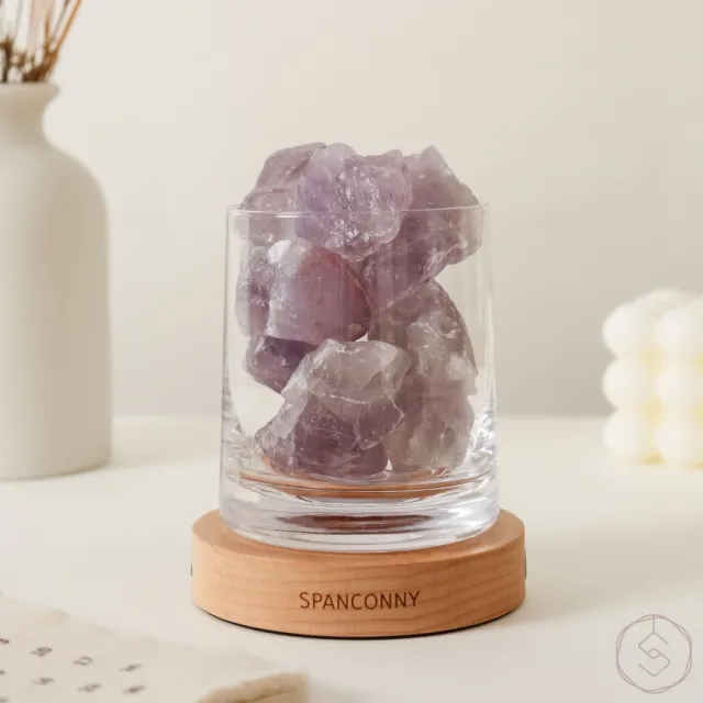 【SPANCONNY 飾品控】智慧貴人 l 紫水晶 / 櫸木燈座 l 水晶氣氛燈(桌燈/小夜燈/水晶燈)