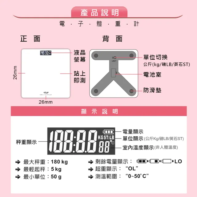 【Dr.AV 聖岡科技】PT-5252 夜視冷光大螢幕體重計-2入(體重計  秤重計)