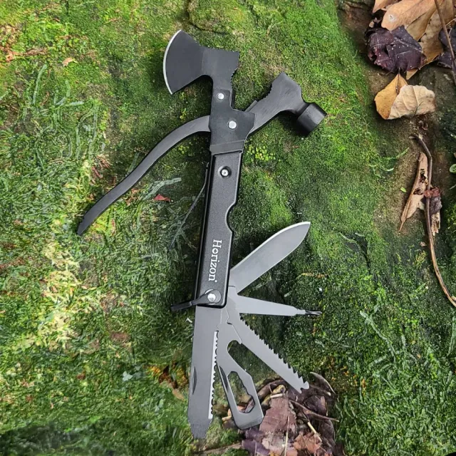 【Horizon 天際線】萬夫莫敵黑化野營工具斧 Blazer Hammer(多功能萬用斧/迷你402不鏽鋼斧)