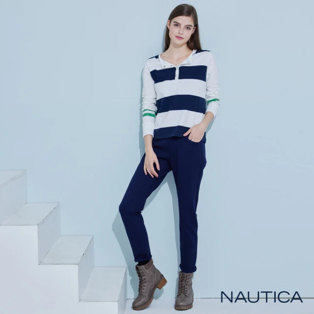 NAUTICA 女裝 經典修身彈性長褲(深藍)