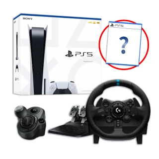 【SONY 索尼】PS5 光碟版主機+羅技G923賽車模擬方向盤+變速器(附隨機遊戲一片)