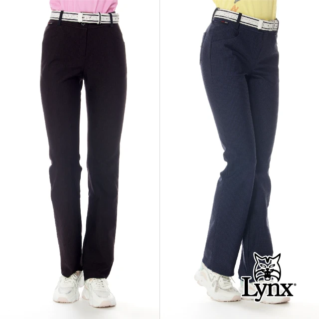 Lynx Golf 女款日本進口布料保暖舒適經典百搭格紋紋路星球繡標造型窄管長褲(二色)