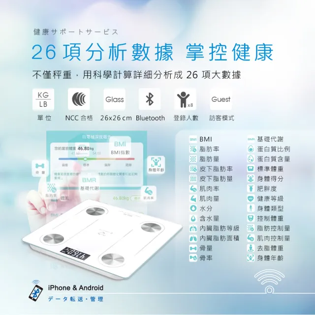 【Dr.AV 聖岡科技】BT-102i 智能藍牙體重計-2入(體重計、藍芽體重計、電子秤、秤)