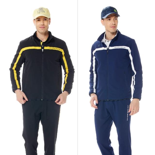 【Lynx Golf】首爾高桿風格！男款防風防潑水內刷毛保暖跳色配布剪裁設計長袖外套(二色)