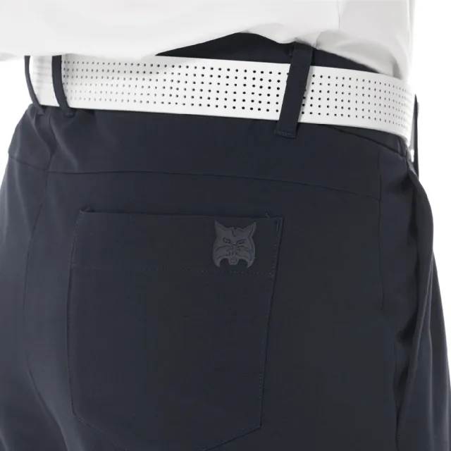 【Lynx Golf】首爾高桿風格！男款防風防潑水機能大腿繡花設計山貓膠標平口窄管休閒長褲(二色)