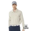 【Lynx Golf】男款保暖舒適雙面立體組織材質配布剪裁設計胸袋款長袖POLO衫(三色)