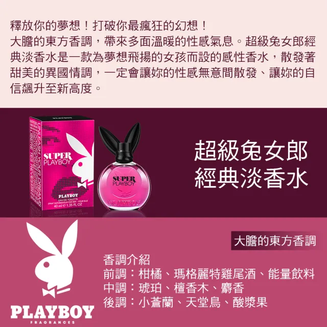 【PLAYBOY】超級兔女郎經典淡香水 40ml(專櫃公司貨)