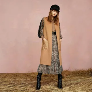 【iROO】限量版外套式羊毛長背心