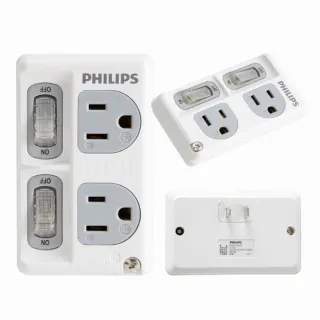 【Philips 飛利浦】2開2插分接式插座(CHP3020W)