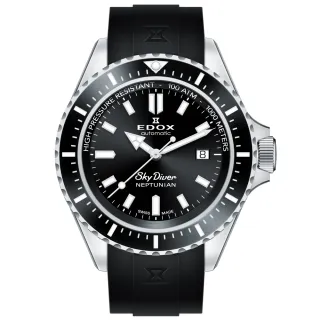 【EDOX 伊度】SkyDiver 海神波賽頓 1000米潛水機械錶-黑 99狂買節(E80120.3NCA.NIN)