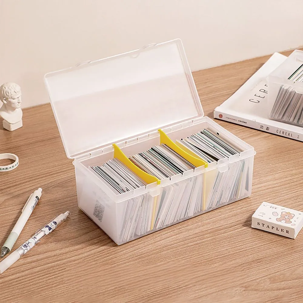 【Dagebeno荷生活】可疊加帶分隔板桌面收納盒 掀蓋式透明雜物整理盒醫藥箱文具盒(1入)