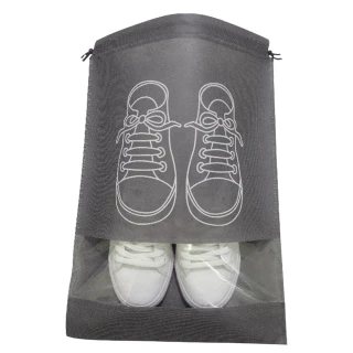 【整潔好幫手】收納透明鞋袋-5入(防塵袋 旅行收納袋 抽繩束口袋 旅行袋 行李袋 盥洗袋 鞋套)