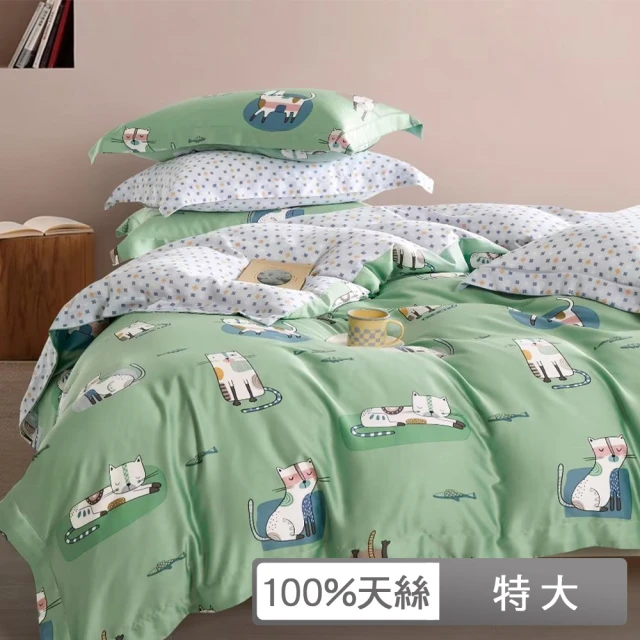 貝兒居家寢飾生活館 60支100%天絲四件式全鋪棉兩用被床包