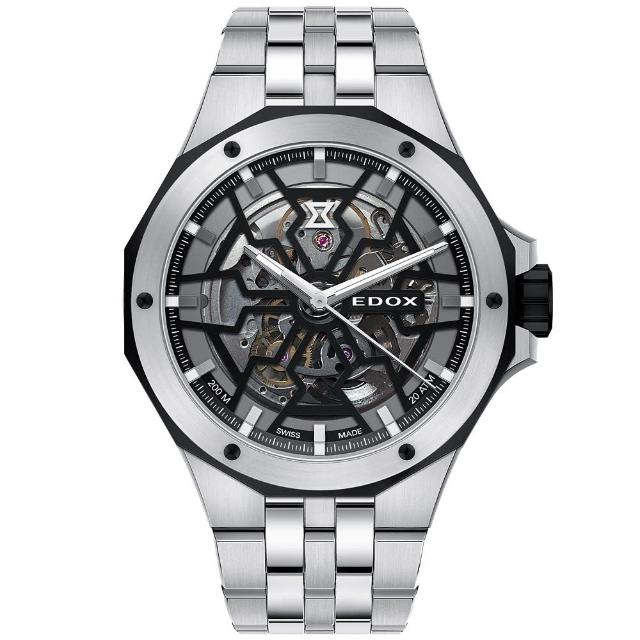 【EDOX 伊度】Delfin 魔幻巡洋系列鏤空潛水機械錶 送禮 禮物 推薦(E85303.3NM.NBG)