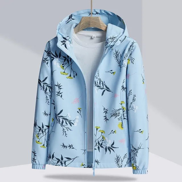 【米蘭精品】現貨+預購 衝鋒衣連帽夾克(防風防水植物印花女衝鋒外套6色74db37)