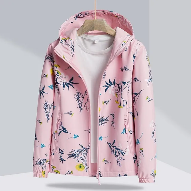 【米蘭精品】現貨+預購 衝鋒衣連帽夾克(防風防水植物印花女衝鋒外套6色74db37)