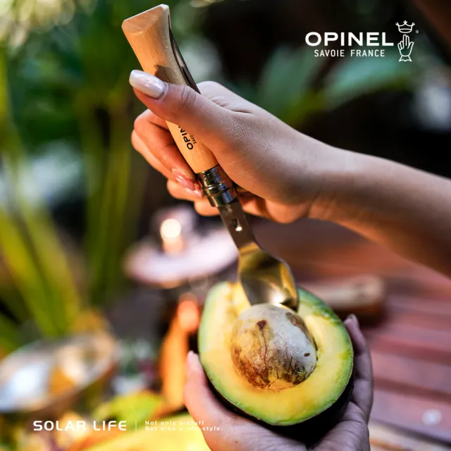 【OPINEL】Picnic+ 游牧湯叉組/含No.08不鏽鋼折刀/收納布 OPI_002500(刀叉湯匙組 野營刀露營刀)