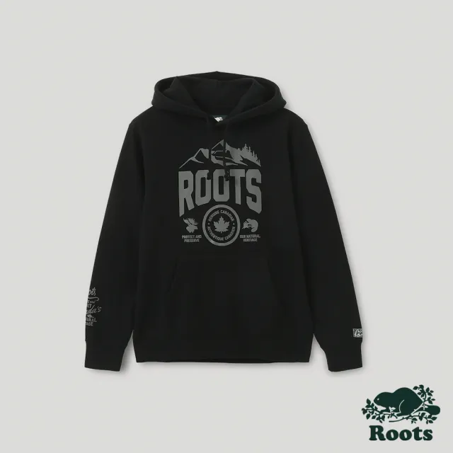 【Roots】Roots 男裝- 曠野之息系列 自然元素刷毛布連帽上衣(黑色)