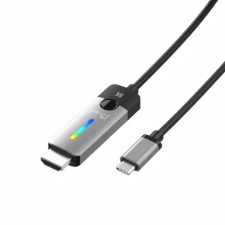 【j5create 凱捷】USB-C 8K@60Hz / 4K@144Hz HDR炫彩燈效 HDMI 2.1 高畫質影音轉接線-JCC157