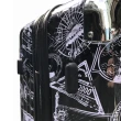 【COUGAR 美洲獅】9007-18吋  黑色郵戳 旅行箱 國際海關鎖 避震輪 雙面隔層 雙束帶(隨機贈束帶一條)