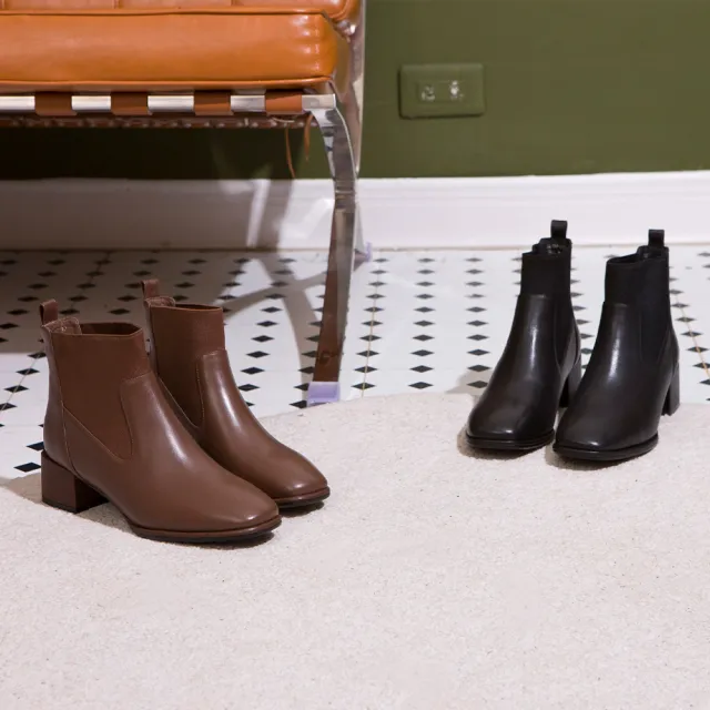 【FAIR LADY】小時光 質感皮革拼接造型短靴(咖啡、8D2604)