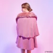 【OMUSES】珍珠雙層卡特毛粉色保暖披肩B11-1807(粉)